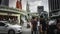 Crowd of peoples crossing the road at at Bukit Bintang.