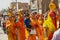 A crowd of Rajasthani women take part in a religious procession in Bikaner, India.