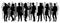 Crowd silhouette. People group shadow silhouettes, adult male and female anonymous characters. Business people