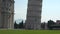 Crowd of Tourists Around the Leaning Tower of Pisa