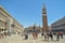 Crowd of tourists having nice time on San Marco Square in Venice, Italy