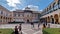 A crowd of tourists in the square in front of the gardens of the Alcazar Palace in Seville. Seville Spain April 15, 2023