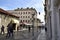 A crowd of tourists walking down the main street of Marmontova in Split in early spring, Croatia