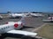 Crowded aircraft parking erea