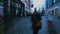 Crowded area in old Copenhagen town, people walking on pedestrian street, travel