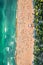 Crowded beach on Baltic Sea in Wladyslawowo, aerial view