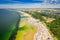 Crowded beach with people on Baltic Sea, Darlowko