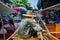 Crowded boat scene in Damnoen Saduak floating market