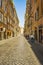 An crowded commercial street in Rome, Italy.