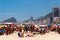 Crowded Copacabana beach on hot summer day, Rio de Janeiro, Brazil