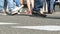 Crowded Feet Crossing the Street