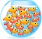 Crowded fishbowl full of fish