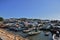 Crowded fishing harbor in Cheung Chau Hong Kong. 20 Aug 2021