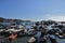 Crowded fishing harbor in Cheung Chau Hong Kong. 20 Aug 2021