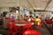 A crowded food court and hawker center serving local food in the town of Ipoh in Malaysia