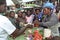 Crowded at a Ghanaian market stall in Abease