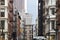 Crowded old buildings at the intersection of Broome and Greene Streets in SoHo New York City