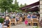 Crowded patio Restaurant at Hotel Adlon in Berlin Germany