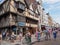 Crowded pedestrian shopping street, Oxford,