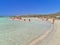 Crowded sandy beach of Elafonisi