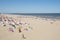 Crowded sandy beach at Scheveningen Den Haag, Netherlands