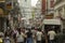 Crowded street in Shanghai, China.