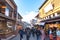 Crowded tourist on shopping street Matsubara-dori. Full of shops and restaurants near Kiyomizu-dera temple in Kyoto