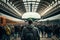 Crowded Train Station: A busy man navigating the commute, Generative AI