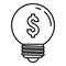 Crowdfunding idea bulb icon, outline style