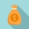 Crowdfunding money bag icon, flat style
