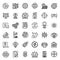 Crowdfunding platform icons set, outline style