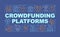 Crowdfunding platforms word concepts dark blue banner
