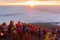 Crowds of climbers at the summit