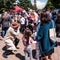 Crowds Of Happy People Celebrating Britsh Queen Elizabeths Platinum Jubilee