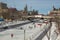 Crowds ice skating on the frozen Rideau Canal Ottawa Winterlude