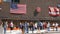 Crowds at a memorial to ny fire fighters killed on sept 11