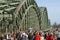 Crowds of people on Hohenzollern Bridge, Cologne