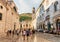 Crowds of people Stradun Street in Old city Dubrovnik