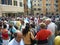 Crowds on Streets Rome near Trevi Fountain