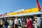 Crowds surround Nathan`s Hot Dogs location in Coney Island, right on the boardwalk