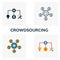 Crowdsourcing icon set. Four elements in diferent styles from content icons collection. Creative crowdsourcing icons filled,