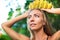 Crown banana goddess beautiful woman tropical jungle