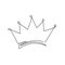 Crown in continuous line style. One line drawing. Isolated vector hand drawn illustration.