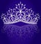 Crown diadem feminine with reflection on turn blue