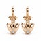 Crown And Diamond Gold Earrings With Polish Folklore Motifs