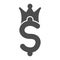 Crown with dollar solid icon. Currency value, king of business symbol, glyph style pictogram on white background. Money