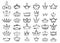 Crown doodles. Imperial king diadem regal symbols majestic sketch vector set