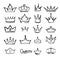 Crown doodles. King majestic imperial monarch elegant symbols in hand drawn vector style