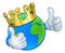 Crown Earth Globe World Mascot Cartoon Character