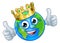 Crown Earth Globe World Mascot Cartoon Character